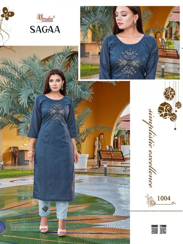 Smylee Sagaa Designer Rich Look Silk Kurti With Bottom